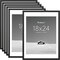 18x24 Picture Frame Set of 6, Display Pictures 16x20 with Mat or 18x24 Without Mat, 18x24 Poster Frame for Wall Hanging Horizontally and Vertically, Black